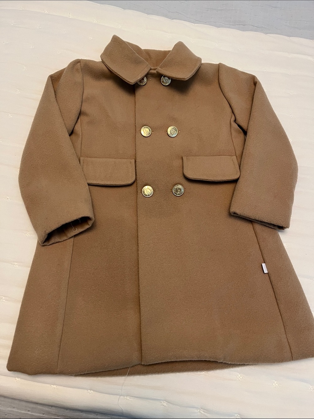 bella bliss Camel Double-Breasted Girls' Pea Coat